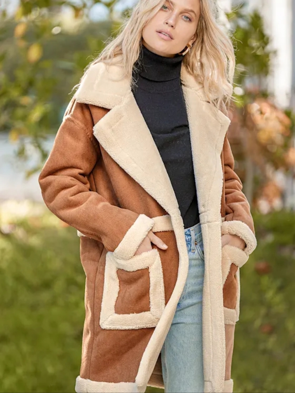 Blank NYC Feels Natural Tan Faux Fur Coat Size Medium - Picture 10 of 16